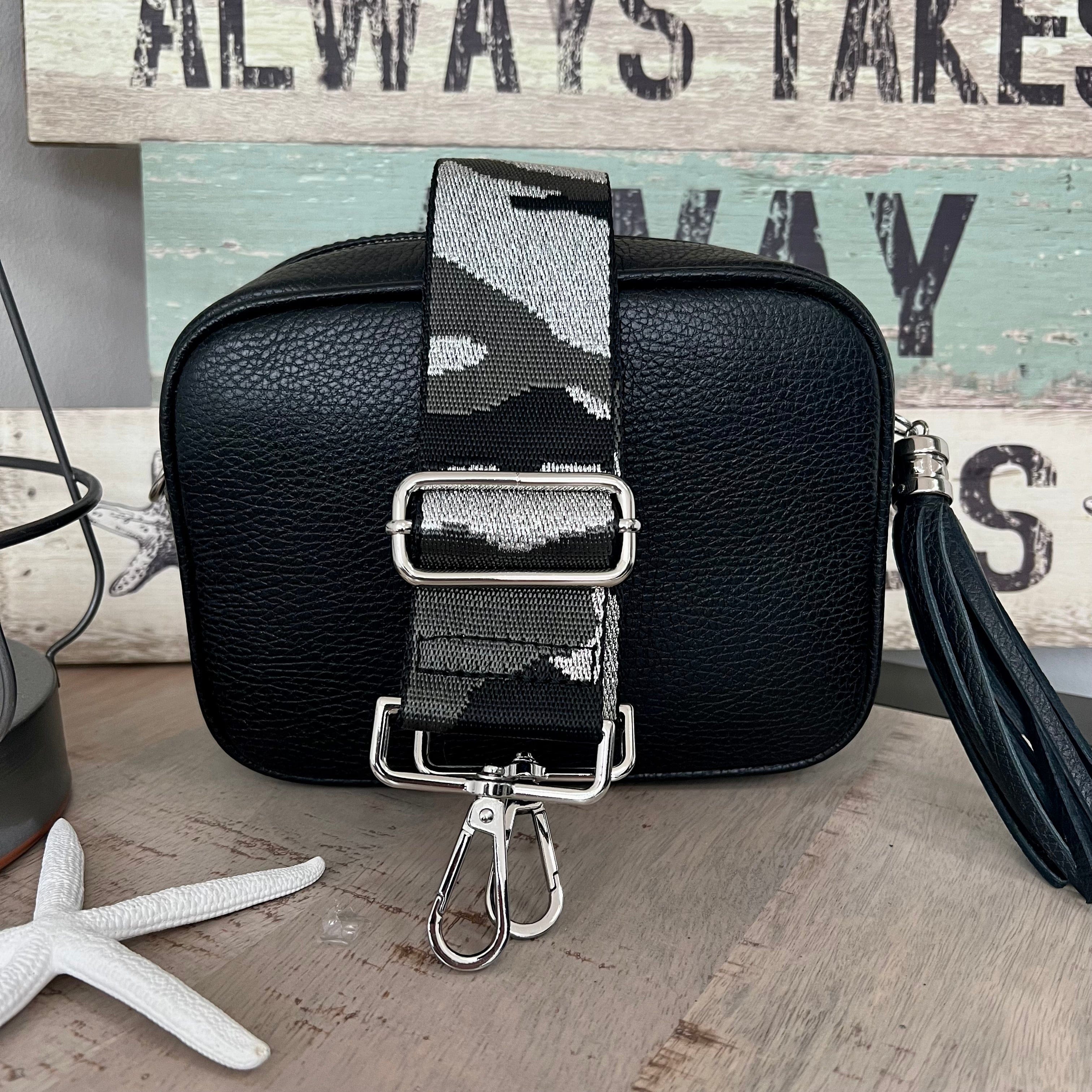 lusciousscarves Handbags Black Italian leather camera bag and strap combo