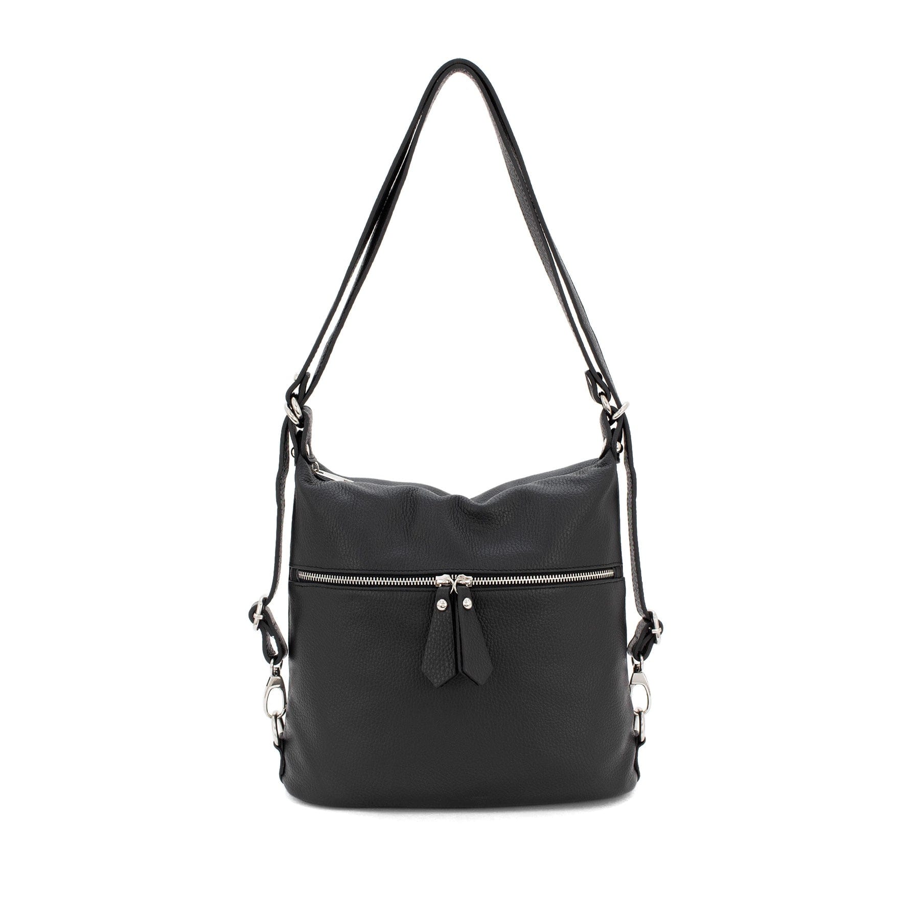 lusciousscarves Handbags Black Italian Leather Convertible Bag Handbag / Rucksack / Backpack