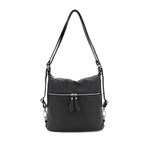 Load image into Gallery viewer, lusciousscarves Handbags Black Italian Leather Convertible Bag Handbag / Rucksack / Backpack
