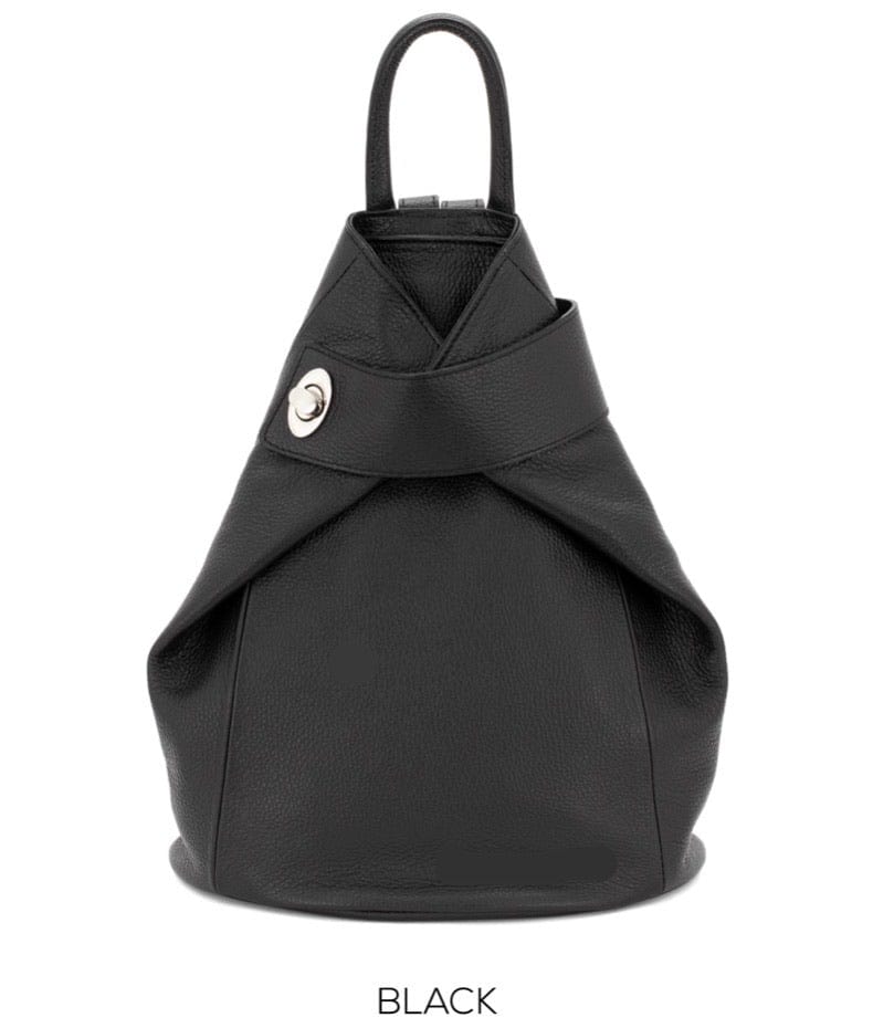 lusciousscarves Handbags Black Italian Leather Folding Rucksack Backpack 12 Colours -