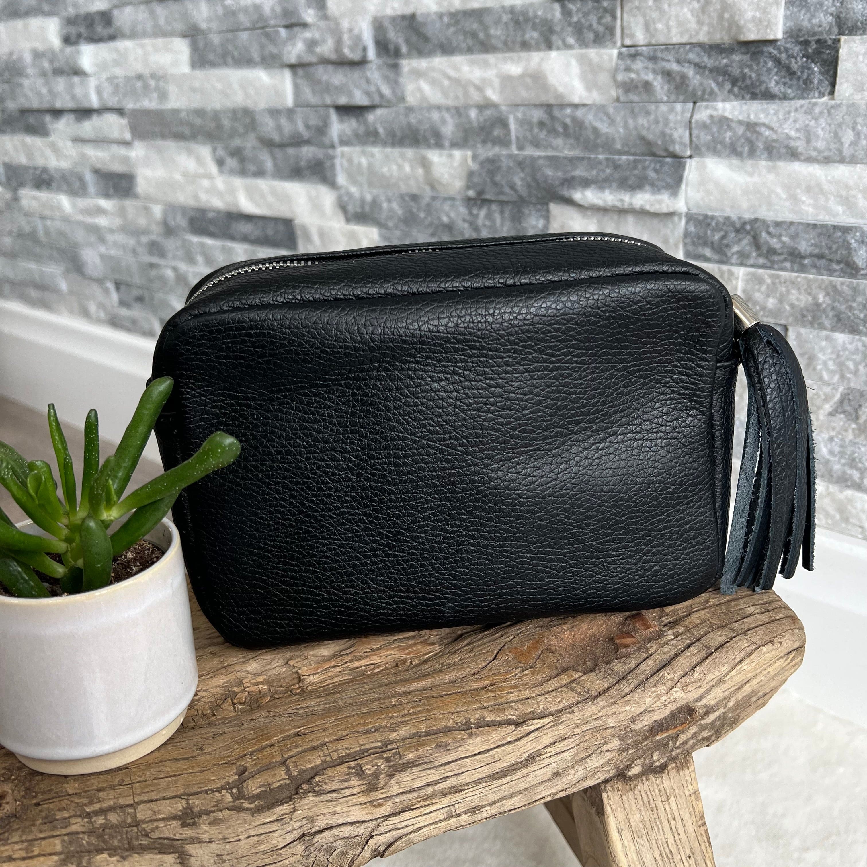 lusciousscarves Handbags Black Italian Leather Soft Crossbody Camera Bag
