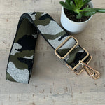 Load image into Gallery viewer, lusciousscarves Handbags Black/silver camo Interchangeable Bag Straps with gold hardware - Lots of colours available
