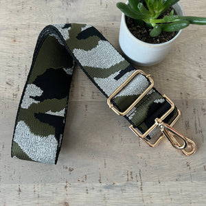 lusciousscarves Handbags Black/silver camo Interchangeable Bag Straps with gold hardware - Lots of colours available