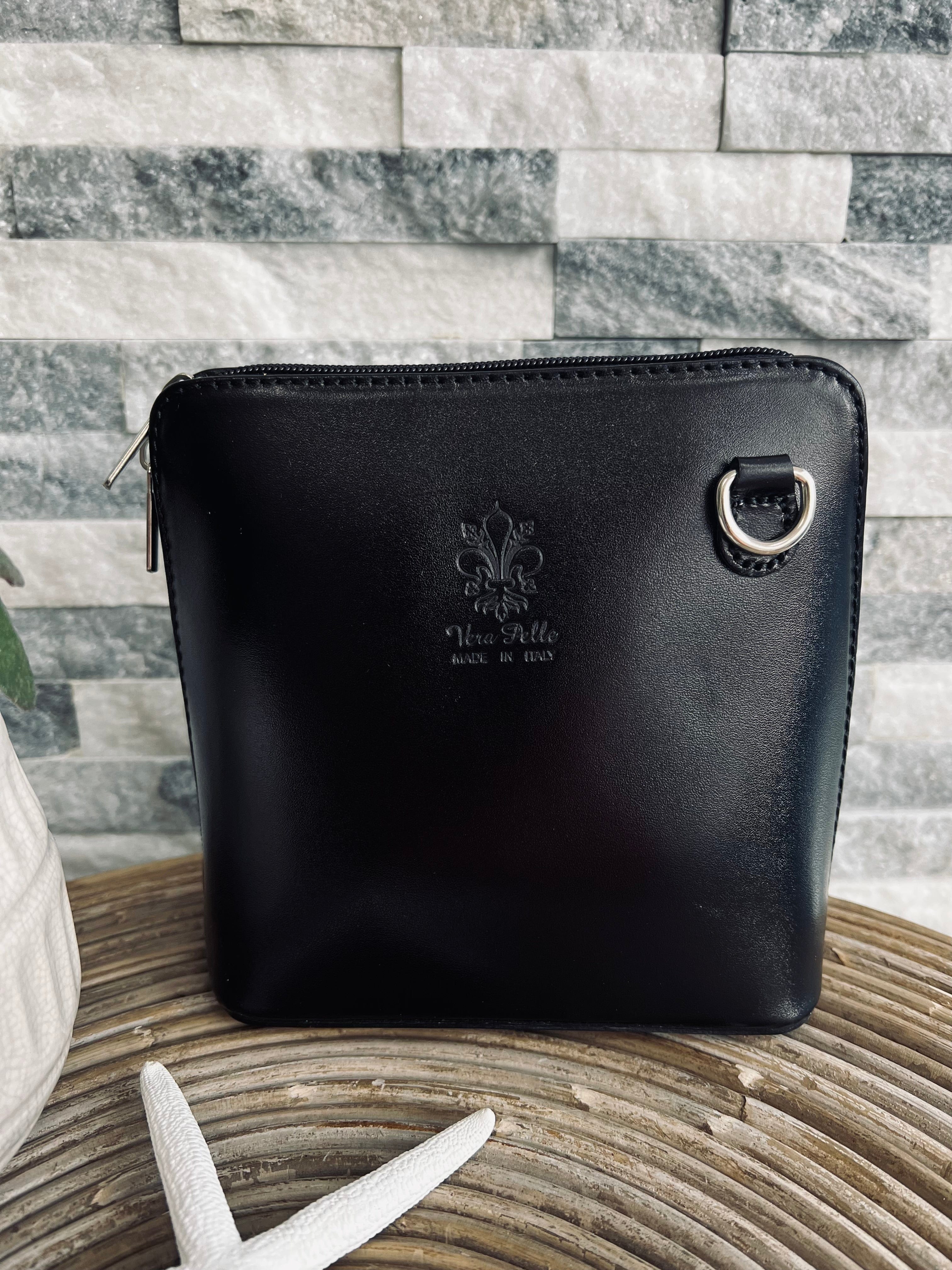 lusciousscarves Handbags Black Small Italian Leather Crossbody Bag