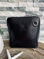 Load image into Gallery viewer, lusciousscarves Handbags Black Small Italian Leather Crossbody Bag
