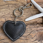 Load image into Gallery viewer, lusciousscarves Handbags Black Small Leather Heart Padded Keyring.
