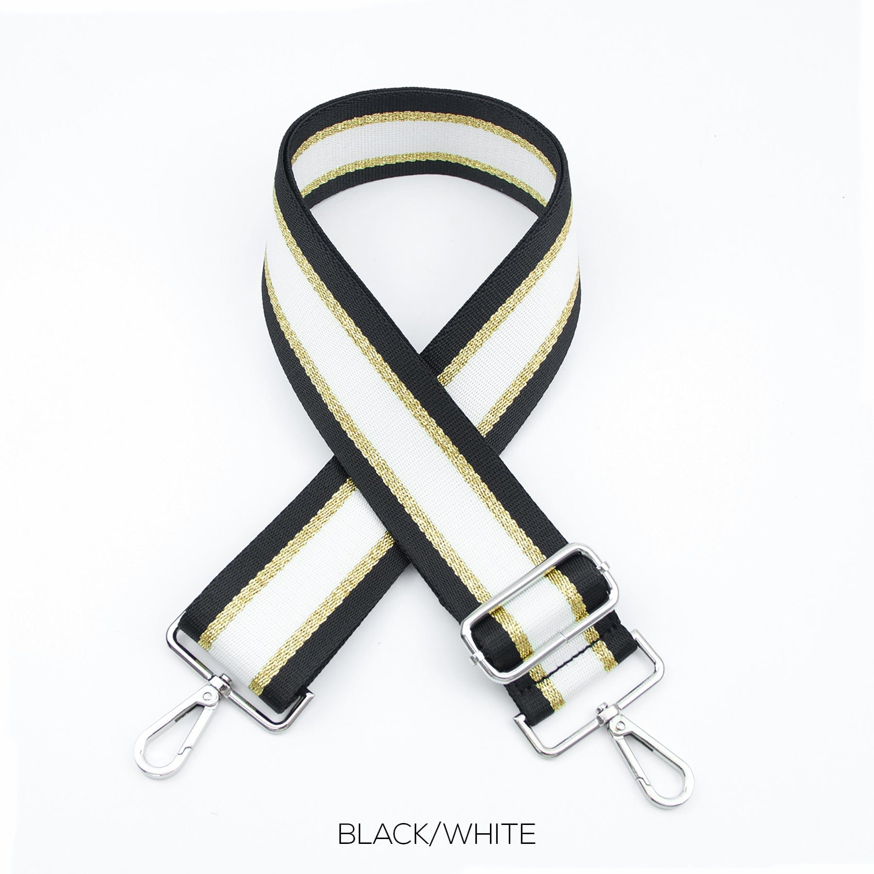 lusciousscarves Handbags Black/White Stripe Interchangeable Bag Straps with Silver Hardware - Lots of colours available.