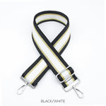 Load image into Gallery viewer, lusciousscarves Handbags Black/White Stripe Interchangeable Bag Straps with Silver Hardware - Lots of colours available.

