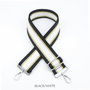 lusciousscarves Handbags Black/White Stripe Interchangeable Bag Straps with Silver Hardware - Lots of colours available.