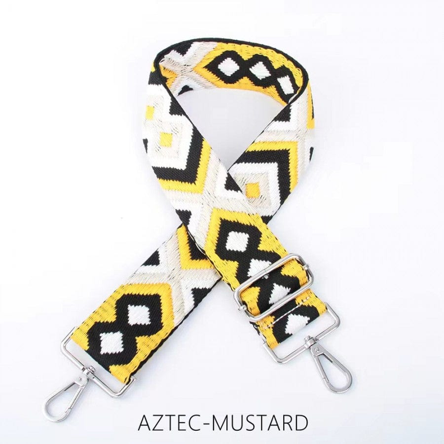 lusciousscarves Handbags Black/Yellow Aztec Interchangeable Bag Straps with Silver Hardware - Lots of colours available.