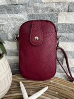Load image into Gallery viewer, lusciousscarves Handbags Burgundy Italian leather crossbody phone bag - lots of colours
