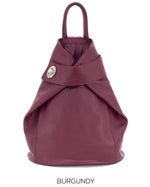 Load image into Gallery viewer, lusciousscarves Handbags Burgundy Italian Leather Folding Rucksack Backpack 12 Colours -
