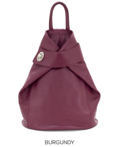 lusciousscarves Handbags Burgundy Italian Leather Folding Rucksack Backpack 12 Colours -