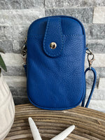 Load image into Gallery viewer, lusciousscarves Handbags Cobalt Blue Italian leather crossbody phone bag - lots of colours
