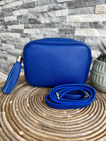 Load image into Gallery viewer, lusciousscarves Handbags Cobalt Blue Leather Camera Style Bag
