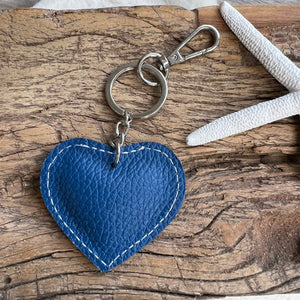 lusciousscarves Handbags Cobalt blue Small Leather Heart Padded Keyring.