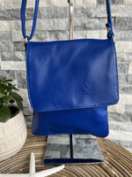 Load image into Gallery viewer, lusciousscarves Handbags Cobalt Blue Small , Soft Italian Leather Crossbody Bag
