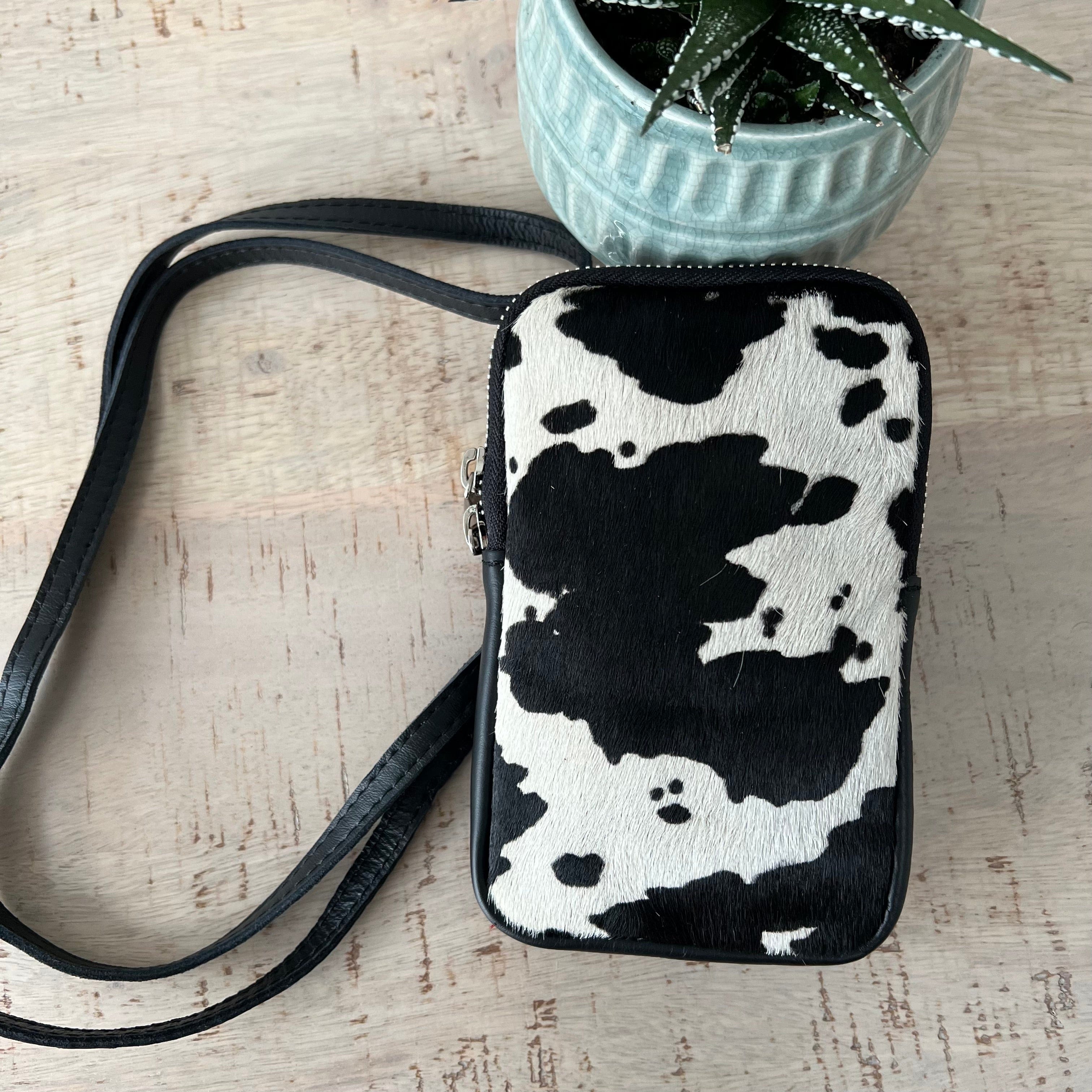 lusciousscarves Handbags Cow Print Italian leather pouch, mini crossbody bag