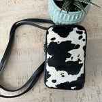 Load image into Gallery viewer, lusciousscarves Handbags Cow Print Italian leather pouch, mini crossbody bag
