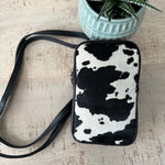 Load image into Gallery viewer, lusciousscarves Handbags Cow Print Italian leather pouch, mini crossbody bag
