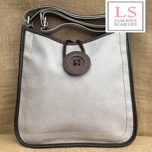 lusciousscarves Handbags Cream Cross body Faux Leather Big Button Fashion
