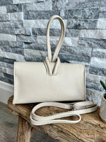 Load image into Gallery viewer, lusciousscarves Handbags Cream Italian Leather Clutch Bag

