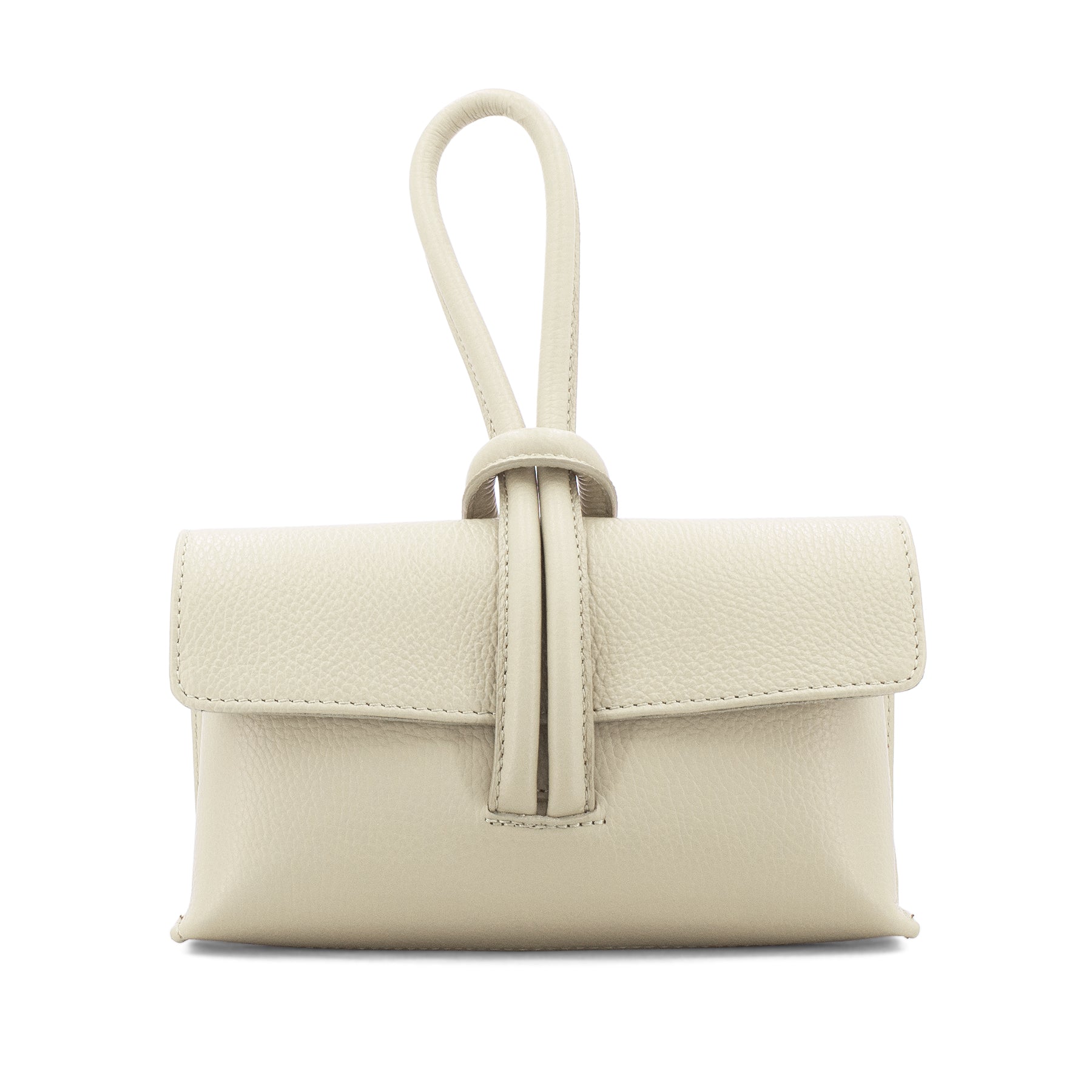 lusciousscarves Handbags Cream Italian Leather Clutch Bag, Evening Bag with a Loop Handle