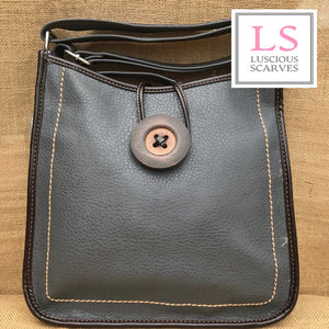 lusciousscarves Handbags Dark Grey Cross body Faux Leather Big Button Fashion
