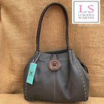 Load image into Gallery viewer, lusciousscarves Handbags Dark Grey Faux Leather Big Button Fashion Shoulder Bag Handbag

