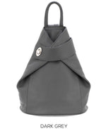 Load image into Gallery viewer, lusciousscarves Handbags Dark Grey Italian Leather Folding Rucksack Backpack 12 Colours -
