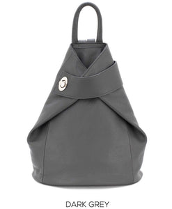 lusciousscarves Handbags Dark Grey Italian Leather Folding Rucksack Backpack 12 Colours -