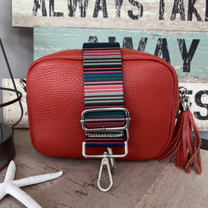 lusciousscarves Handbags Dark Orange Italian camera style bag with a wide woven strap combo