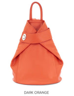 Load image into Gallery viewer, lusciousscarves Handbags Dark Orange Italian Leather Folding Rucksack Backpack 12 Colours -
