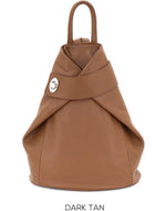 Load image into Gallery viewer, lusciousscarves Handbags Dark Tan Italian Leather Folding Rucksack Backpack 12 Colours -
