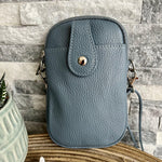 Load image into Gallery viewer, lusciousscarves Handbags Denim Blue Italian leather crossbody phone bag - lots of colours

