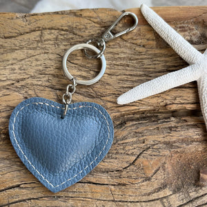 lusciousscarves Handbags Denim blue Small Leather Heart Padded Keyring.
