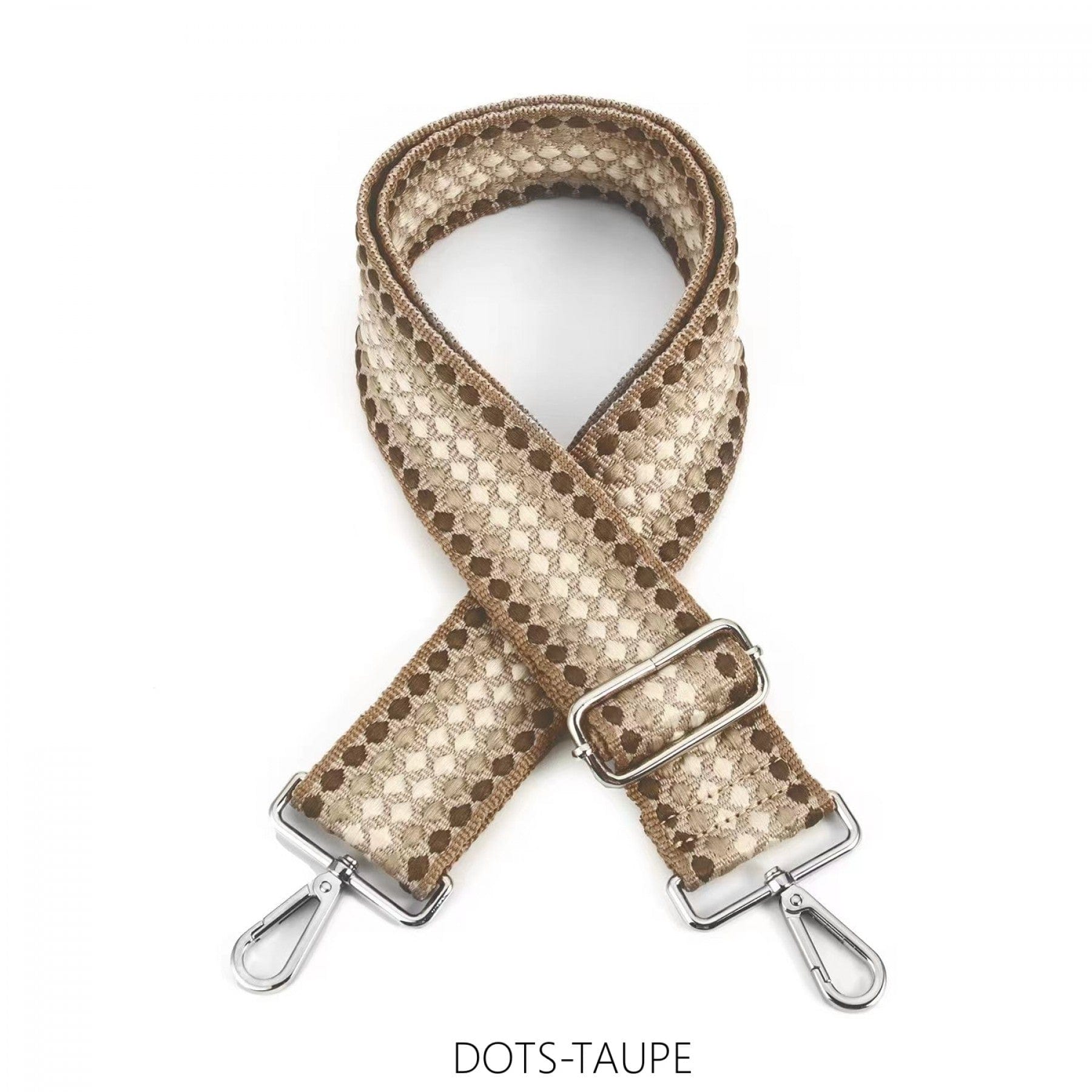 lusciousscarves Handbags Dots Taupe Biege Interchangeable Canvas Hand Bag Straps with Silver Hardware - Lots of colours available.