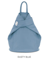 Load image into Gallery viewer, lusciousscarves Handbags Dusky Blue Italian Leather Folding Rucksack Backpack 12 Colours -
