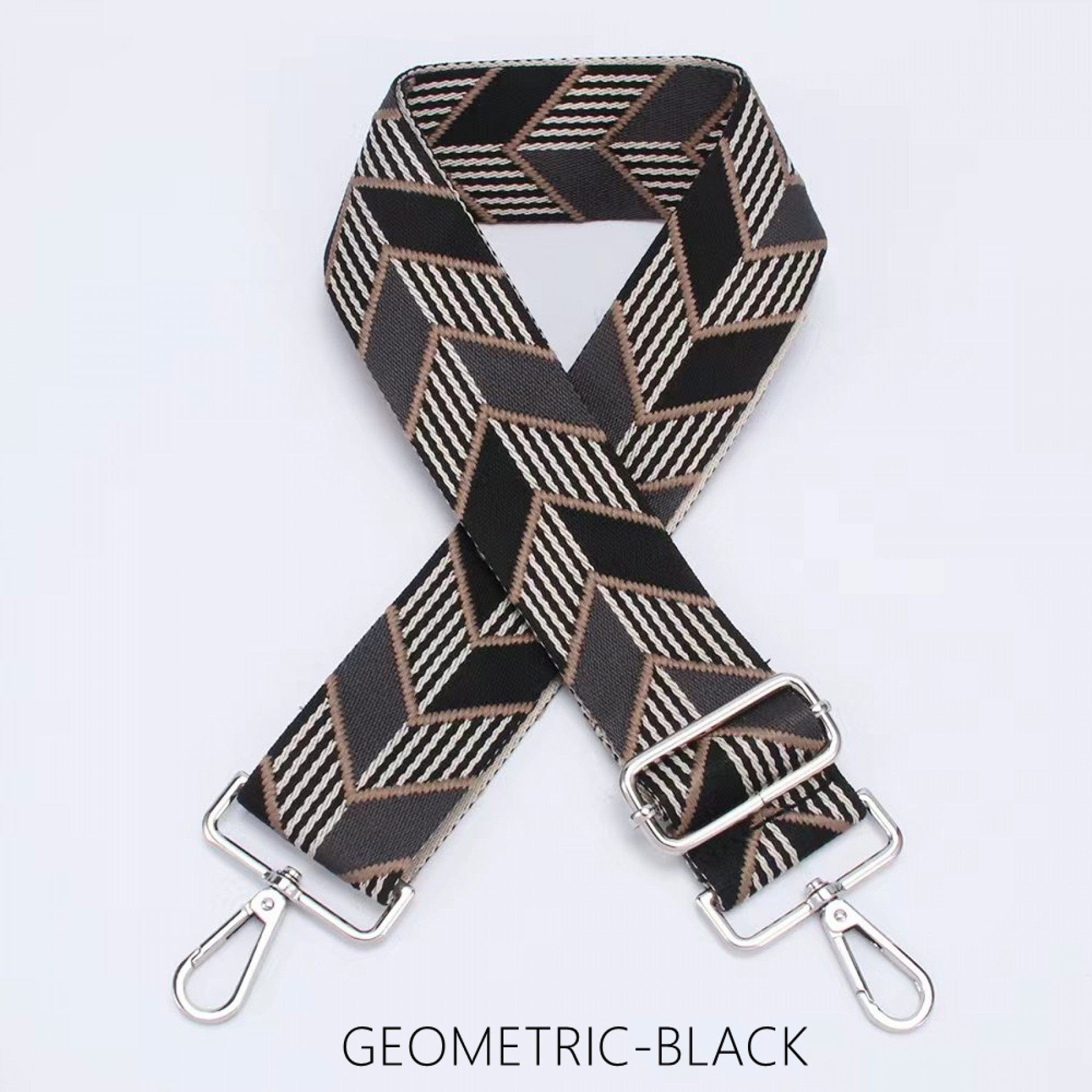 lusciousscarves Handbags Geometric Black Interchangeable Bag Straps with Silver Hardware - Lots of colours available.