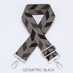 Load image into Gallery viewer, lusciousscarves Handbags Geometric Black Interchangeable Bag Straps with Silver Hardware - Lots of colours available.

