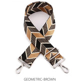 Load image into Gallery viewer, lusciousscarves Handbags Geometric Brown Replacement Bag Straps with SILVER HARDWARE - Lots of colours available.
