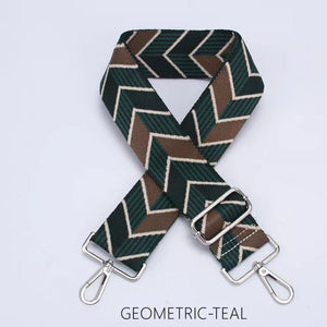 lusciousscarves Handbags Geometric Green/Teal Interchangeable Bag Straps with Silver Hardware - Lots of colours available.
