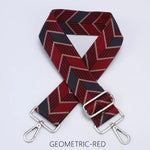 Load image into Gallery viewer, lusciousscarves Handbags Geometric Red Interchangeable Bag Straps with Silver Hardware - Lots of colours available.
