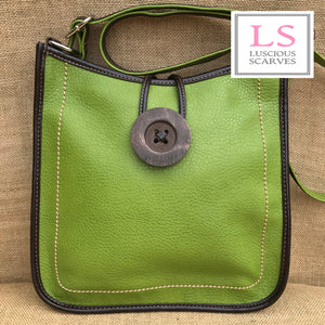lusciousscarves Handbags Green Cross body Faux Leather Big Button Fashion
