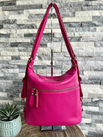 Load image into Gallery viewer, lusciousscarves Handbags Hot pink Italian Leather Convertible Rucksack Backpack Bag
