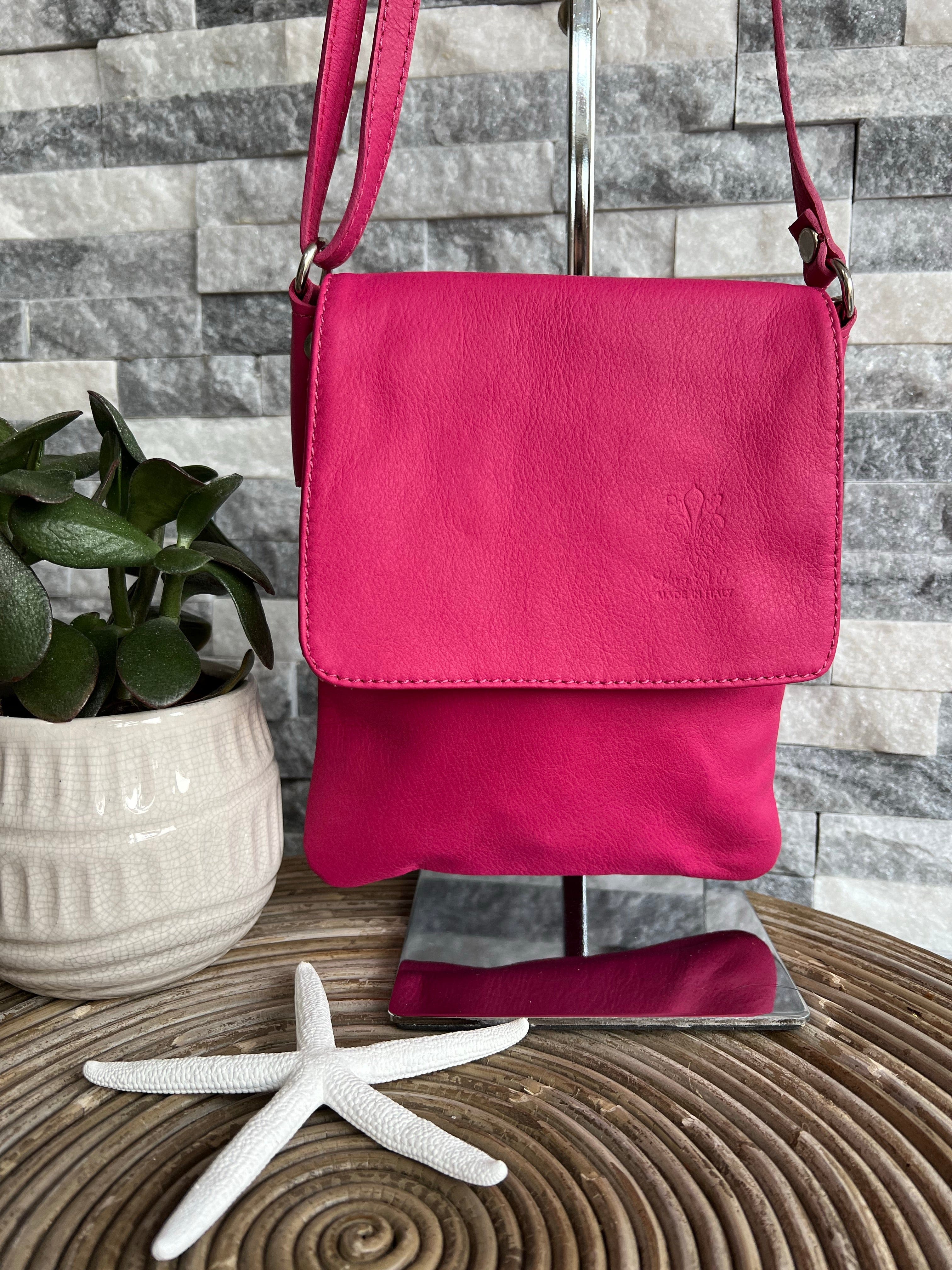 lusciousscarves Handbags Hot Pink Small , Soft Italian Leather Crossbody Bag