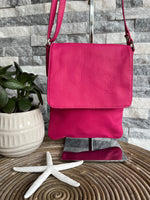 Load image into Gallery viewer, lusciousscarves Handbags Hot Pink Small , Soft Italian Leather Crossbody Bag
