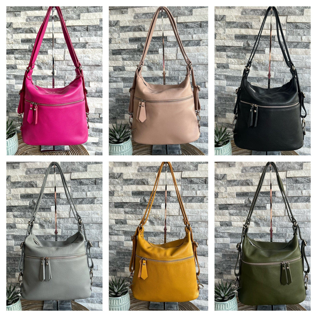 lusciousscarves Handbags Italian Leather Convertible Rucksack Backpack Bag
