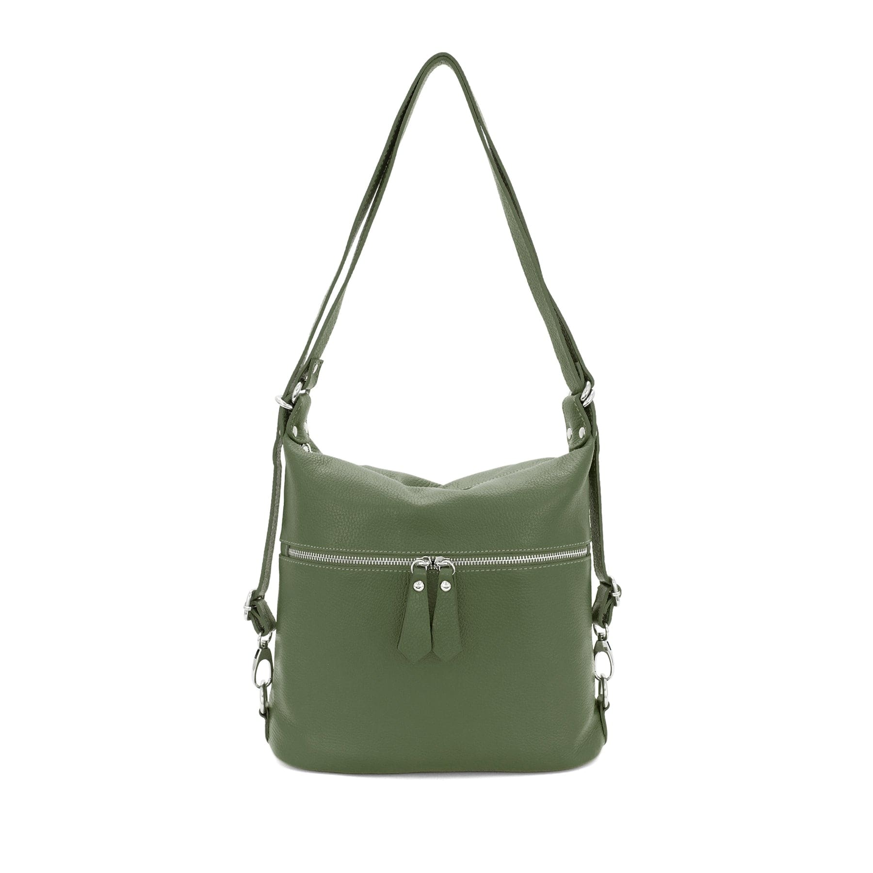 lusciousscarves Handbags Khaki Green Italian Leather Convertible Bag Handbag / Rucksack / Backpack