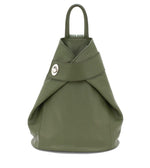 Load image into Gallery viewer, lusciousscarves Handbags Khaki Green Italian Leather Folding Rucksack Backpack 12 Colours -
